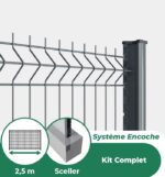 Kit grillage rigide poteaux à sceller avec clips de poteau